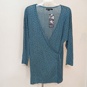 NWT Gudrun Sjödén Size Medium 100% Linen Drawstring Front Wrap Cardigan